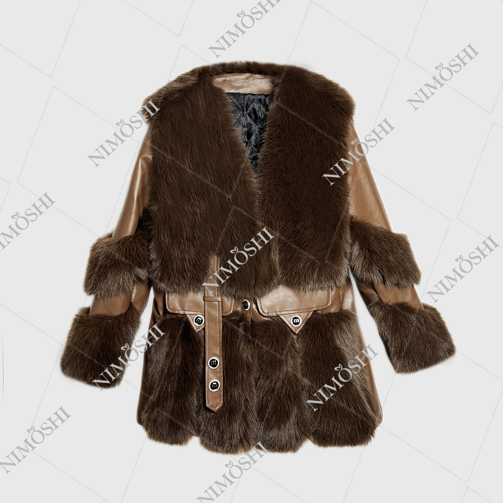 NIMðSHI【美美】欧货新款大翻领收腰设计保暖外套 L5050