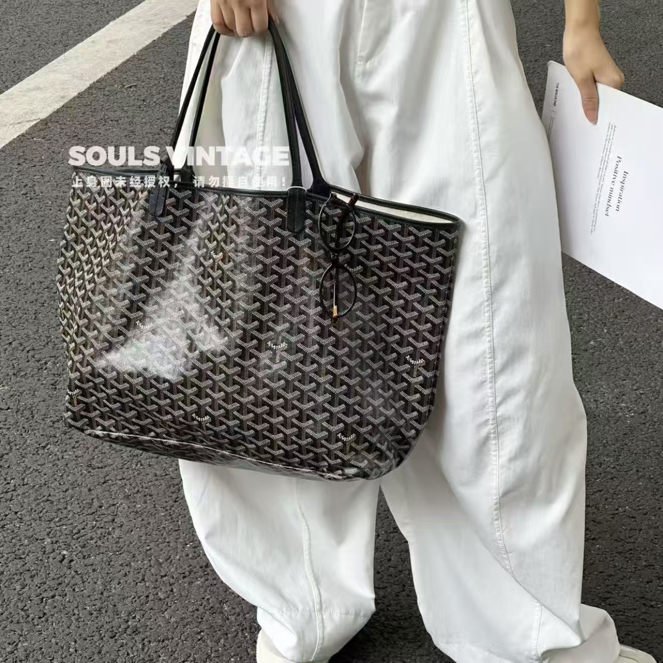 95新 Goyard Goyard 黑老花 托特大号/628685756
