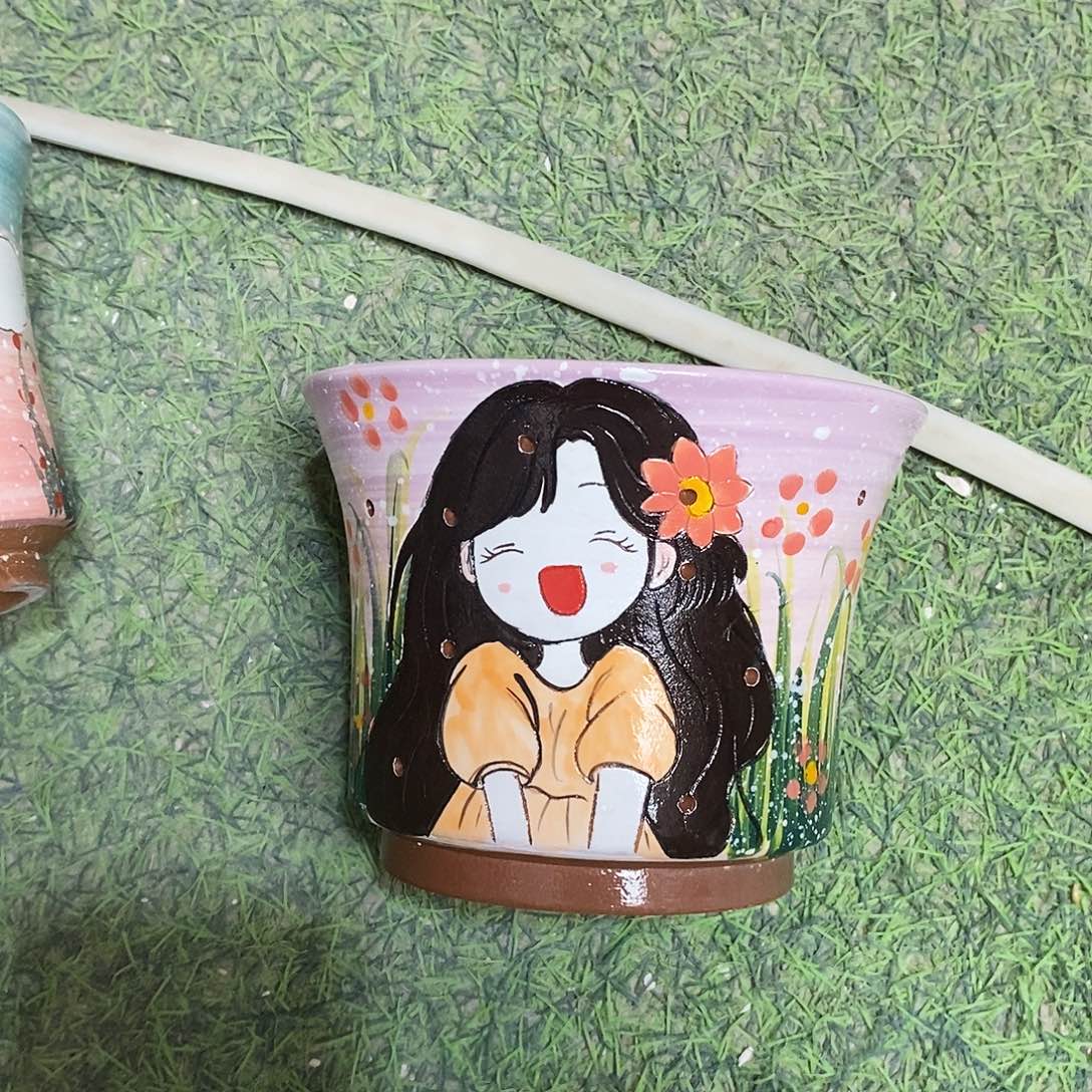 花盆紫砂手绘满28包邮