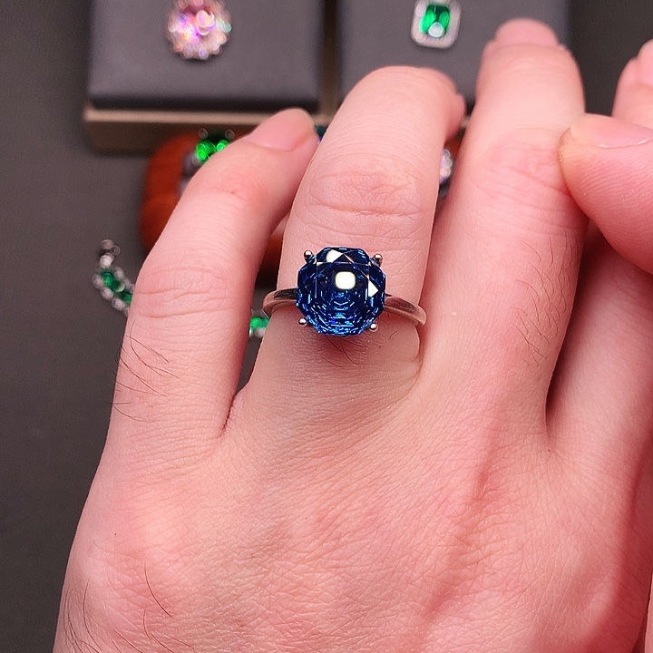 托帕石戒指银S925镶嵌