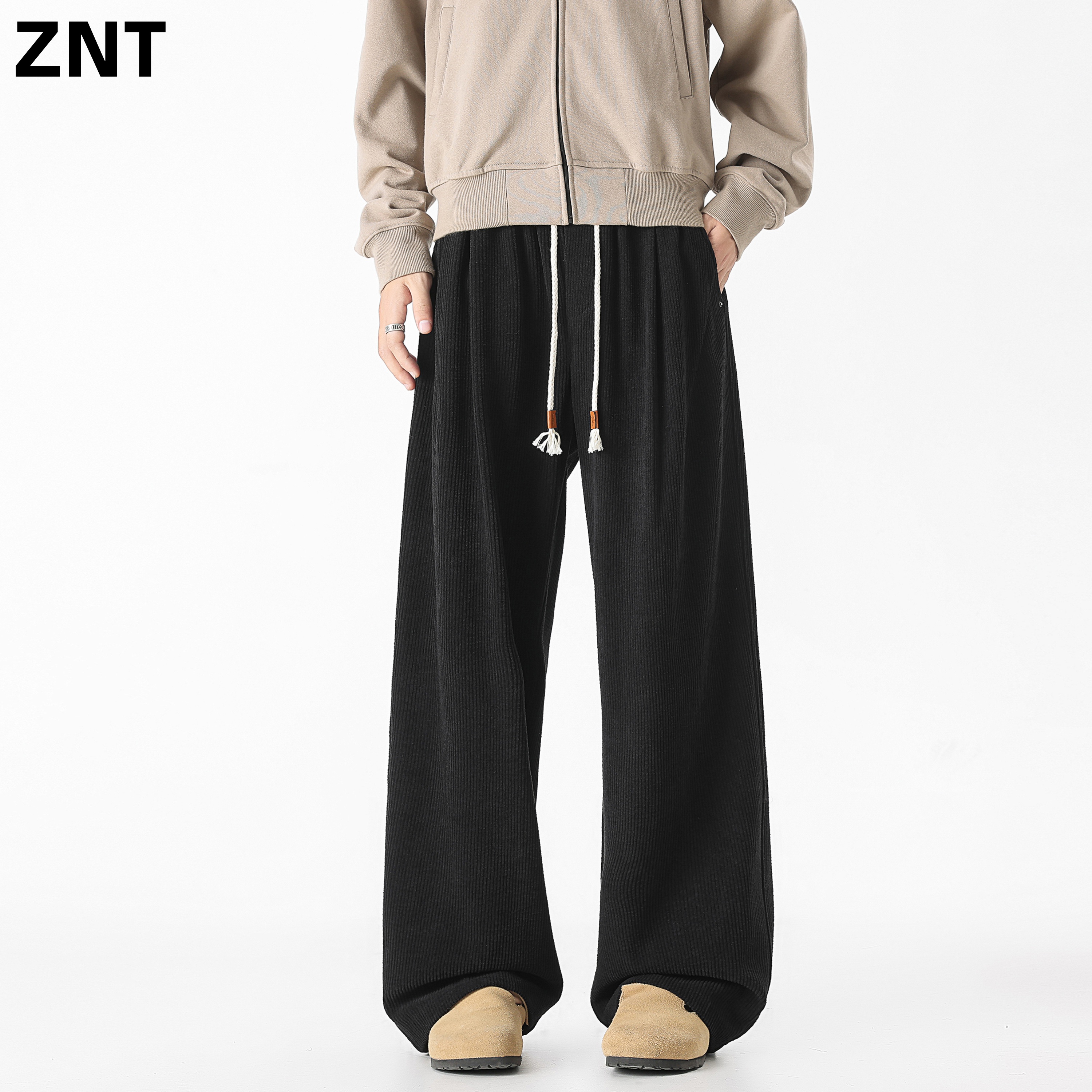ZNT原创秋季美式宽松直筒休闲裤灯芯绒潮牌百搭阔腿垂感长裤男