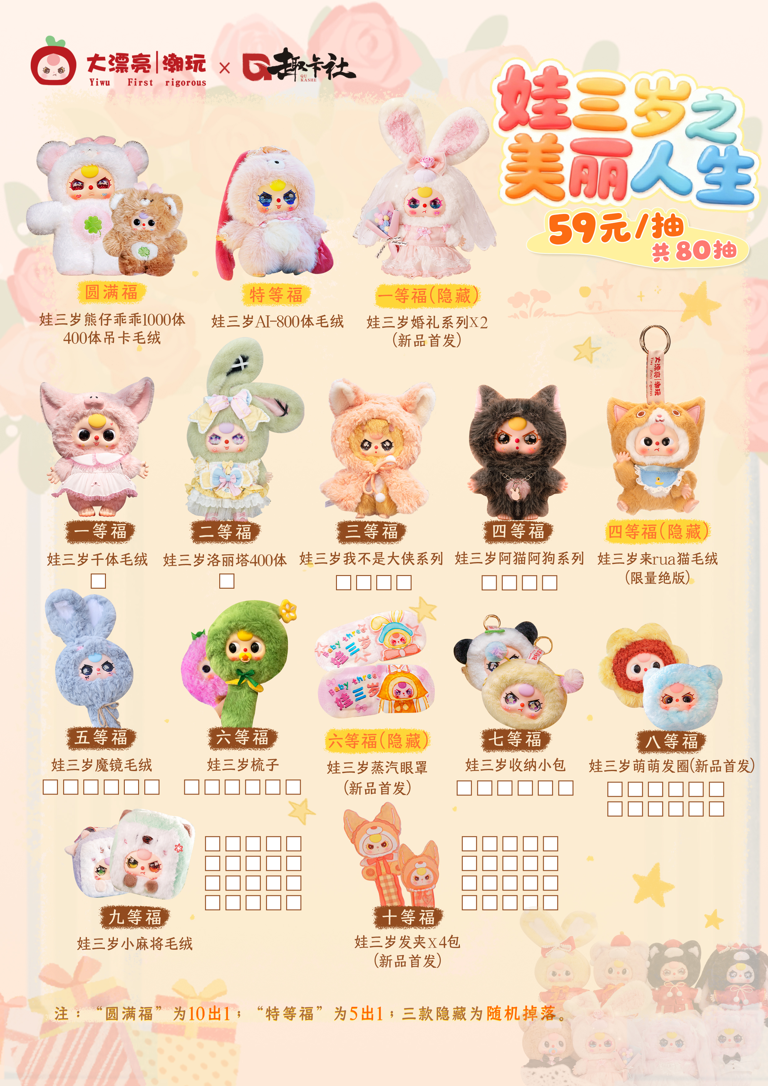 【娃三岁福隐】趣卡社大漂亮潮玩《娃三岁之美丽人生》正版联名（代拆）
