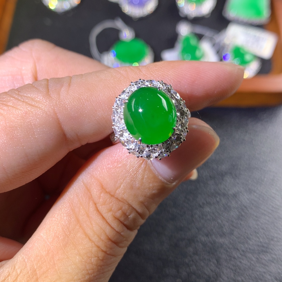 翡翠18K金镶嵌戒指两用款