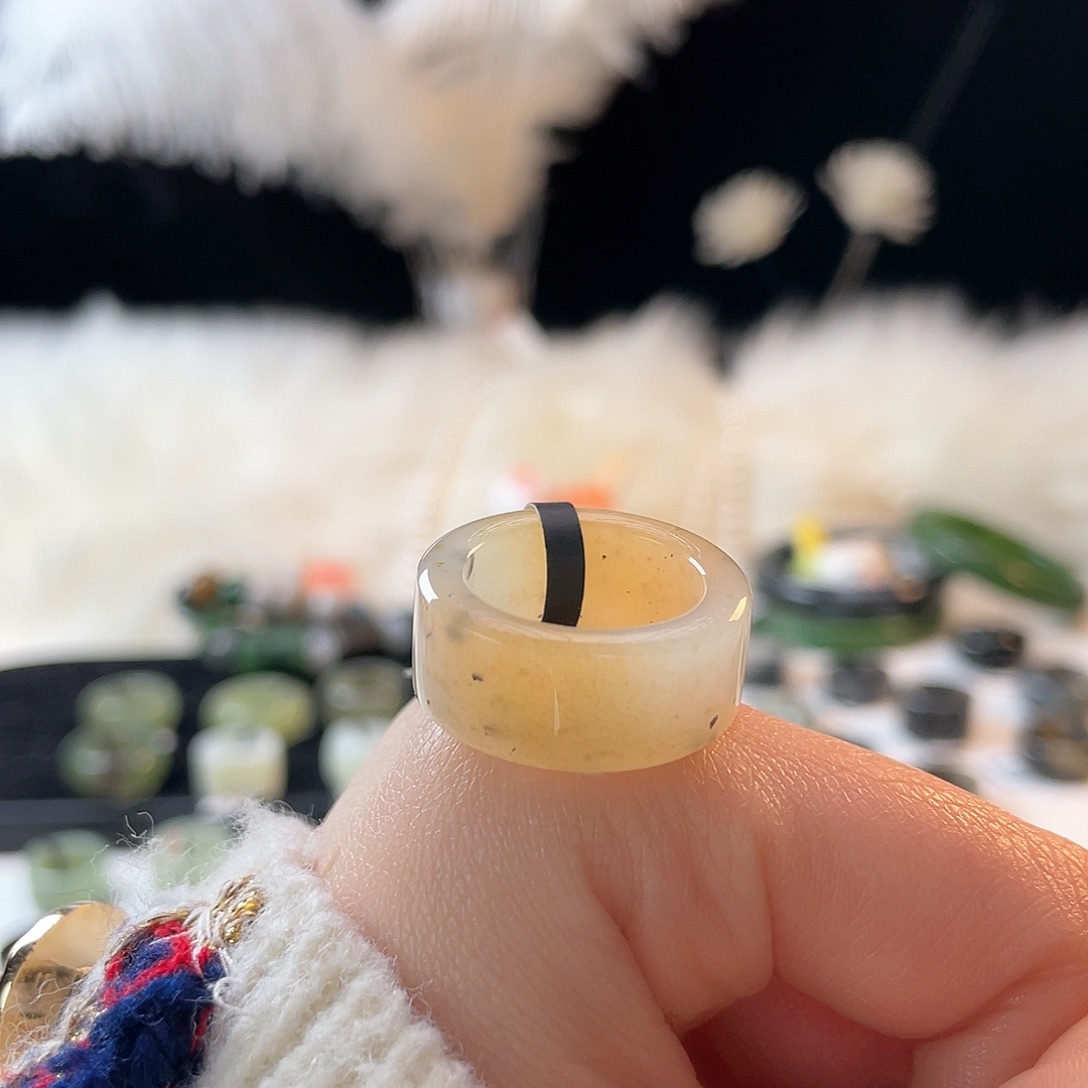 和田玉未镶嵌戒指k94百香果直切16.8mm