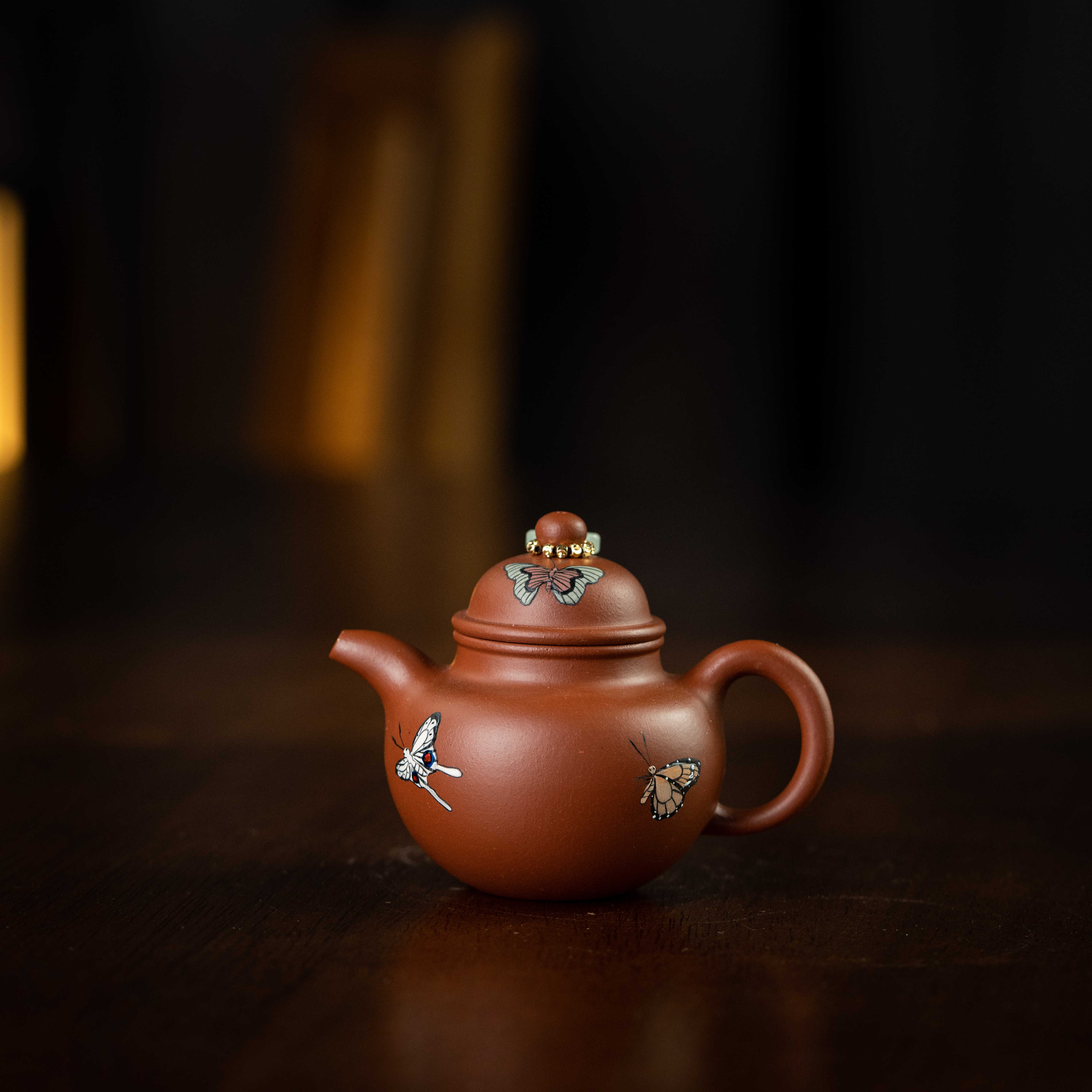 【亦缶】掇球（蝴蝶）朱泥 80cc 家用紫砂壶