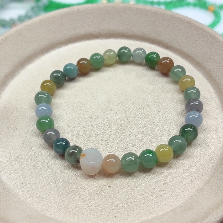 翡翠未镶嵌手链天然缅甸翡翠A货卡6.8