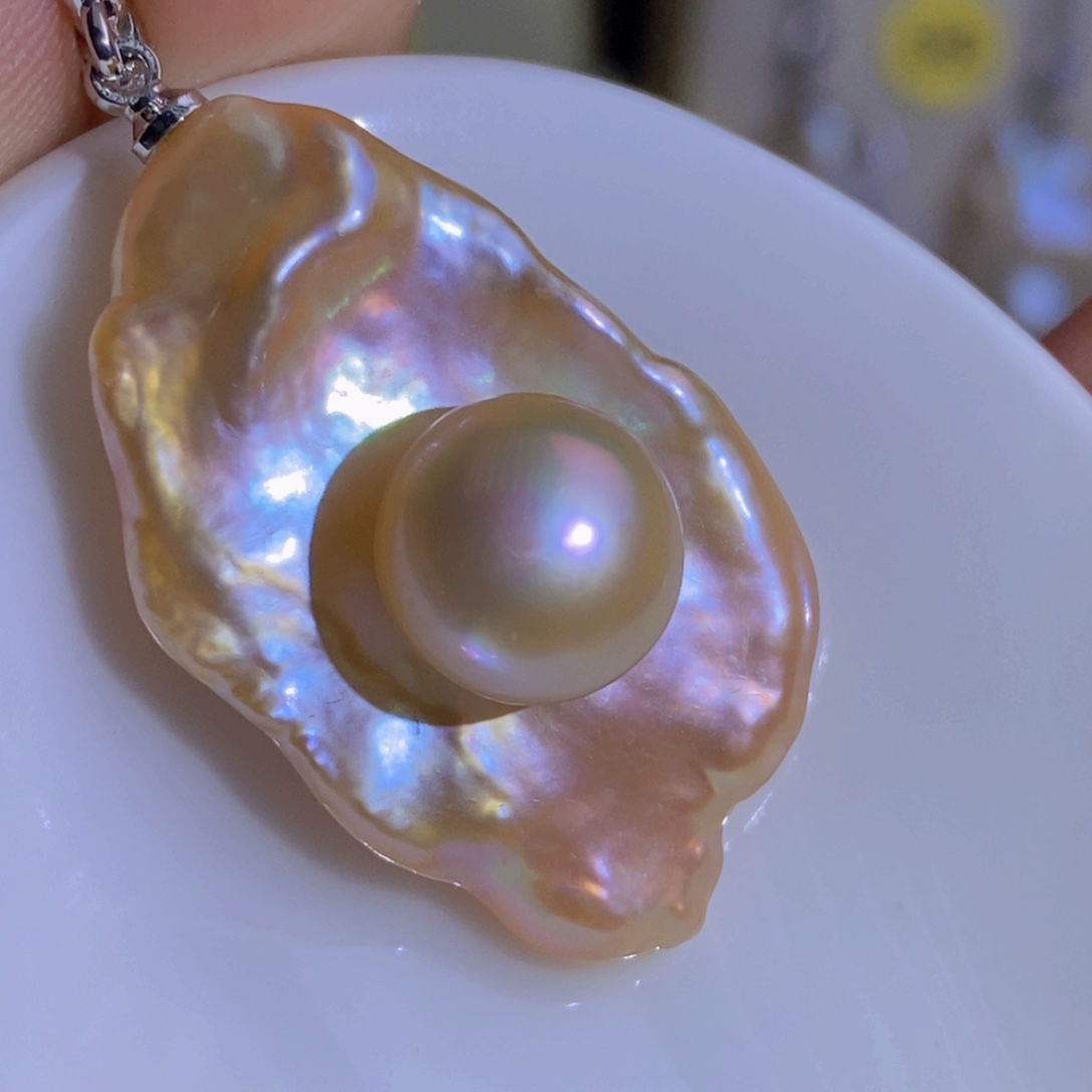 银S925镶嵌天然淡水珍珠淡水珍珠