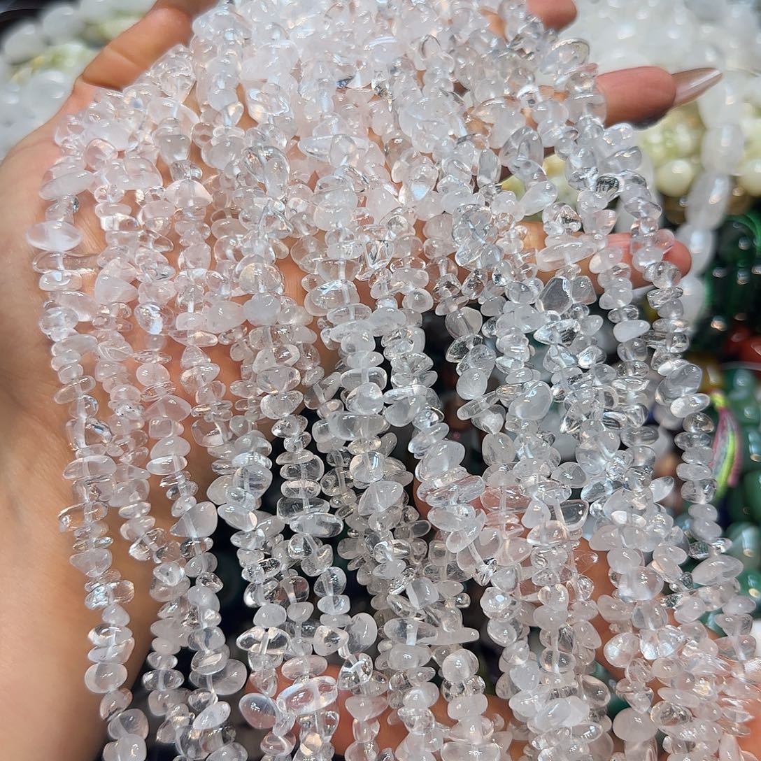 玛瑙/玉髓未镶嵌珠宝半成品天然圆头白水晶绕手4圈