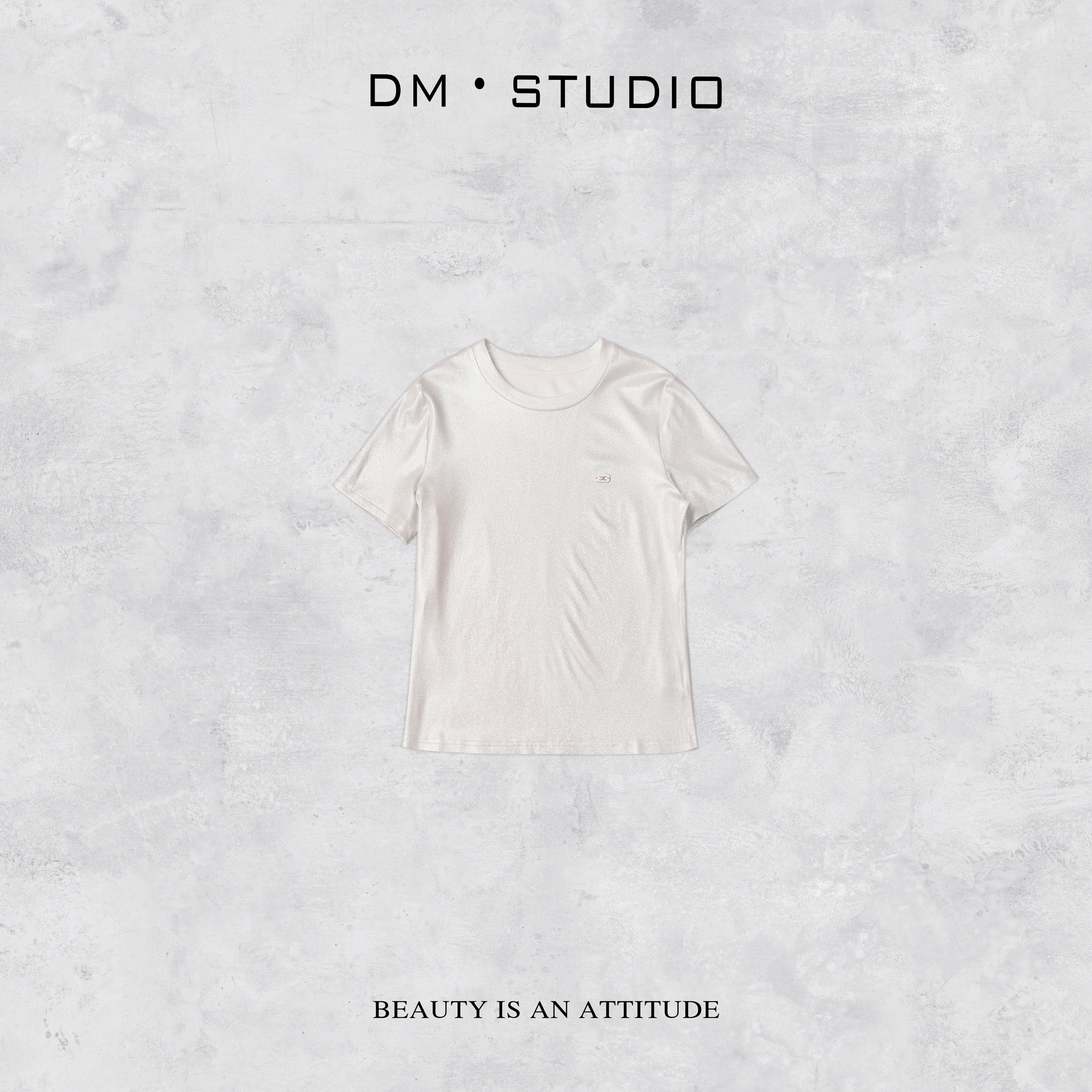 DEDM•STUDIODM/极简风百搭气质小众精致圆领短袖上衣T恤（89358）