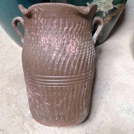 紫砂花盆口21高度31复古色红