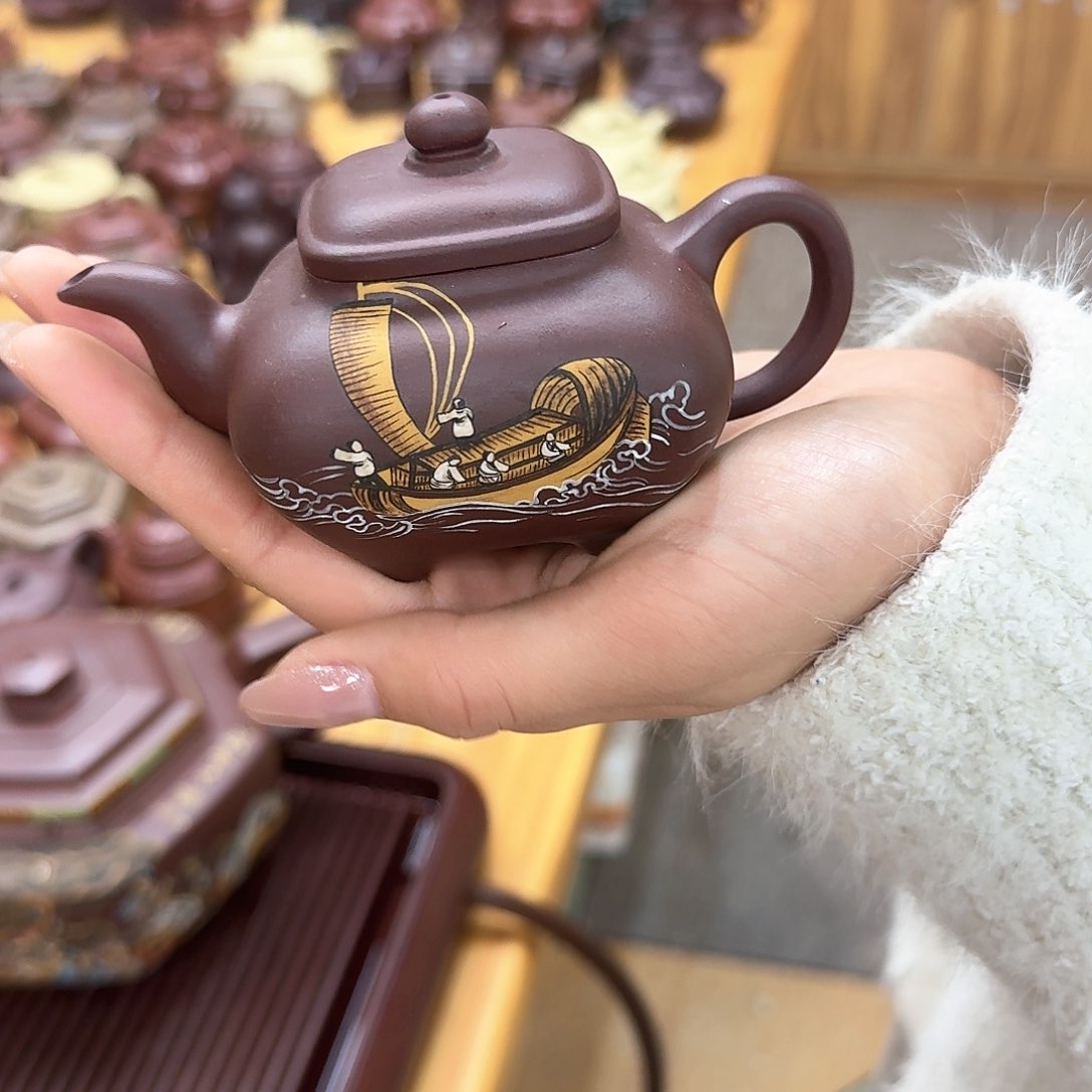 紫砂茶壶紫砂壶泥绘160cc