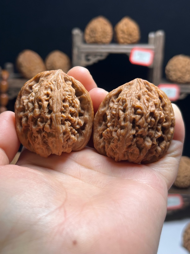 窝底龟背南疆石狮子头nj206文玩核桃拉丝小修一点