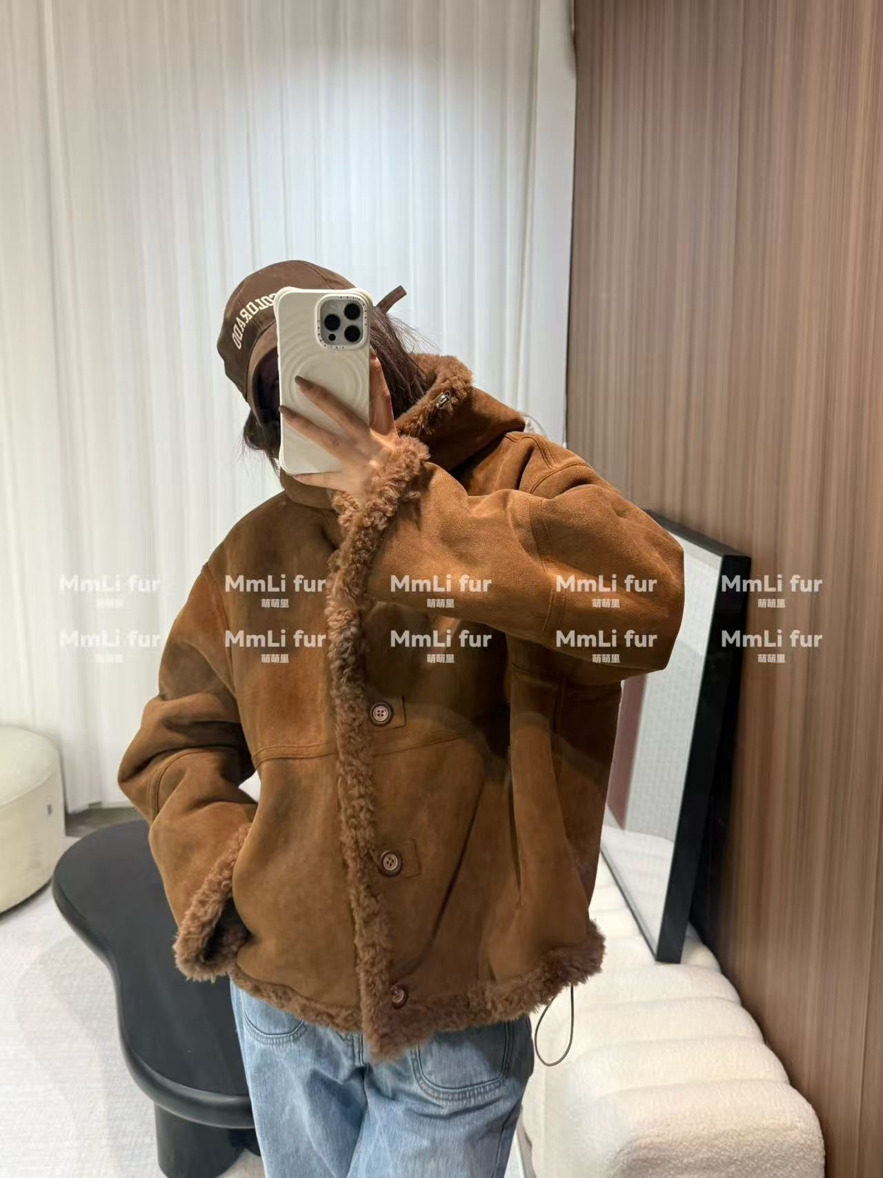 【萌萌里】MMLi CLOTHES 棕风林晚短款100%羊毛冬款外套 mm991061Y