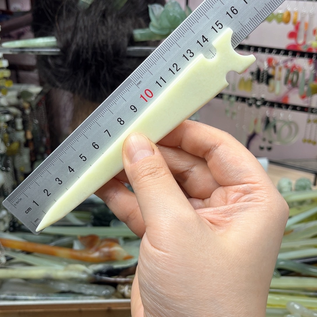 岫玉未镶嵌发饰长度15.5厘米左右