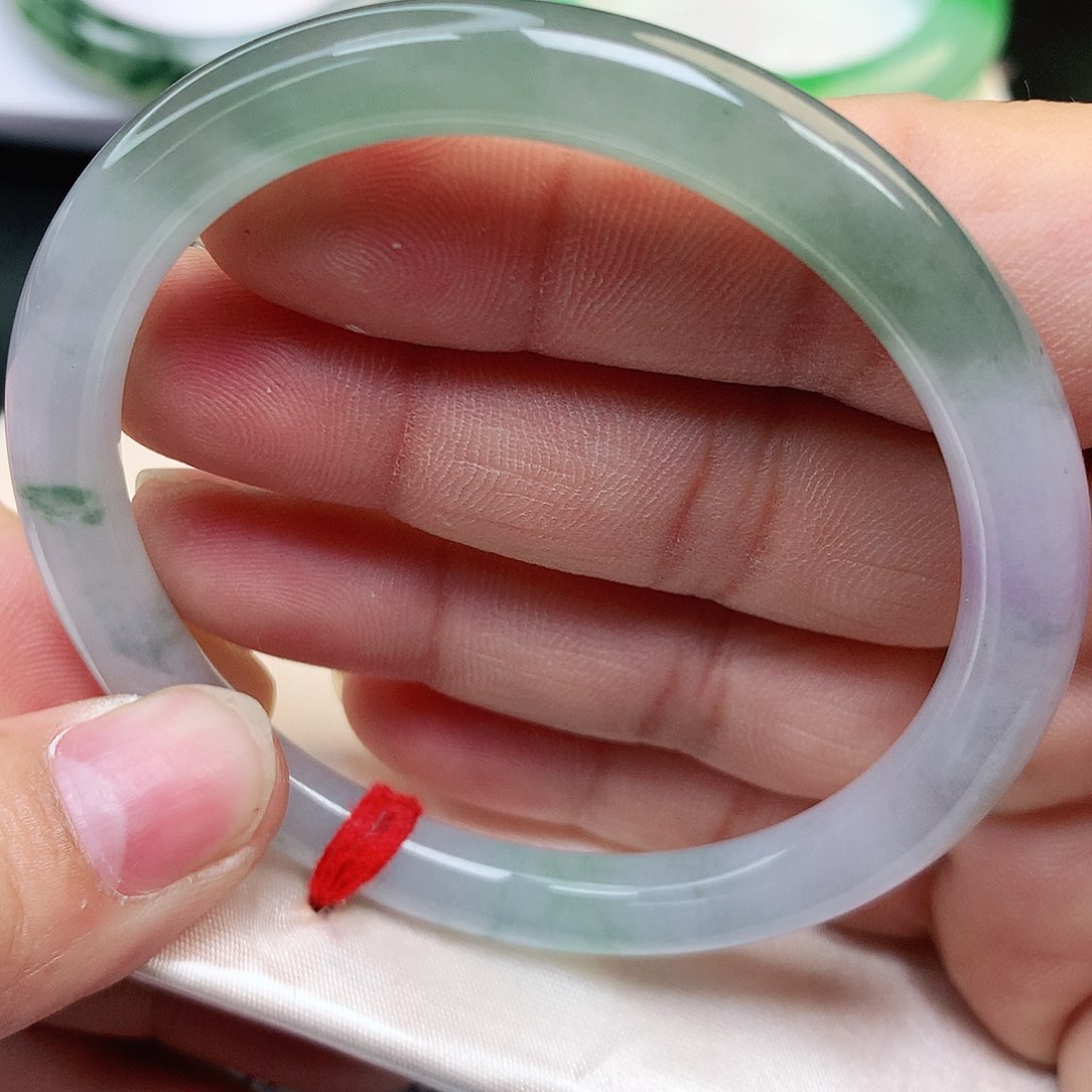 未镶嵌手镯翡翠纯天然翡翠细圆条半山水128号