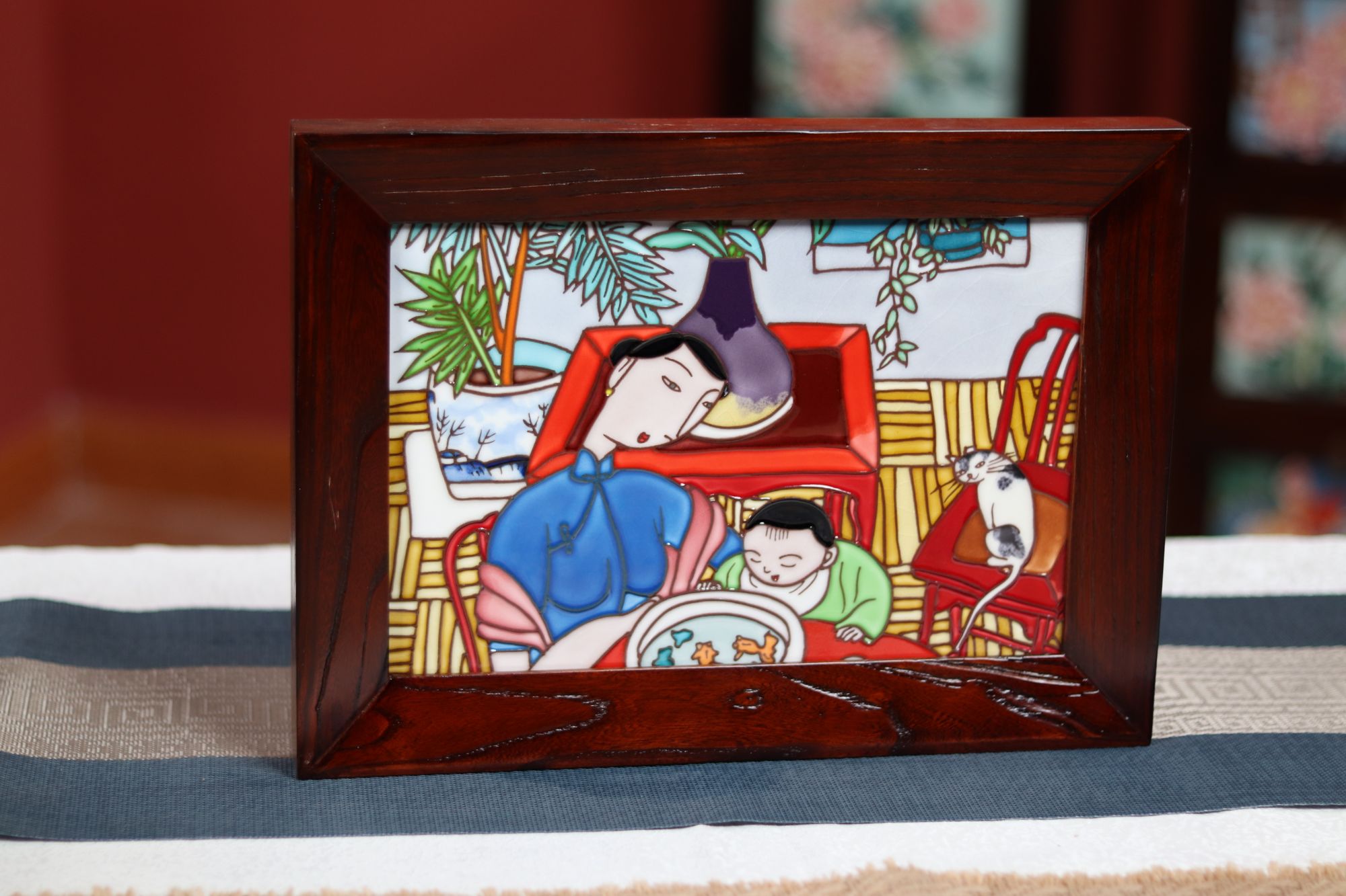 文创23*33瓷板画人物挂画客厅书房装饰品大白墙挂画