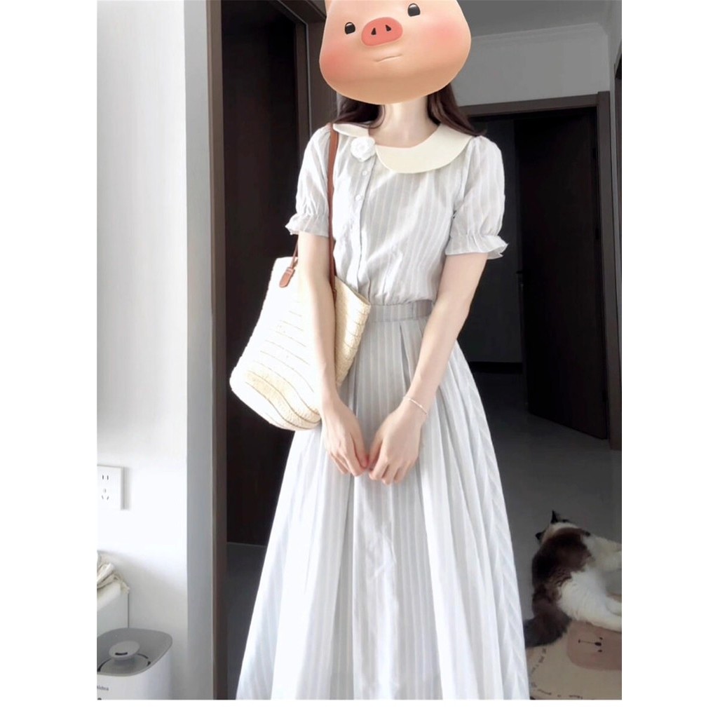 【现货+运补】气质衬衫连衣裙夏季2025超火新款小众穿搭长裙5512