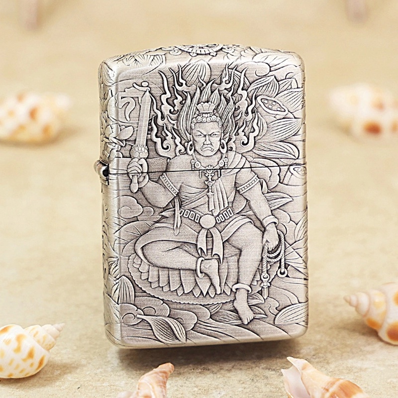 zippo正品打火机/162熏银不动明王男士收藏防风DY9910DK【凯亚1】