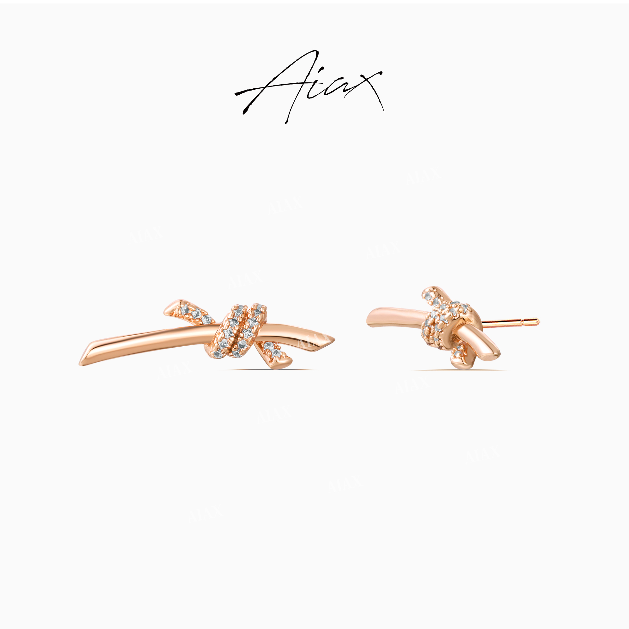 AIAX 镀K金 时尚简约韩版轻奢精致ins立体绳结耳环TSL922