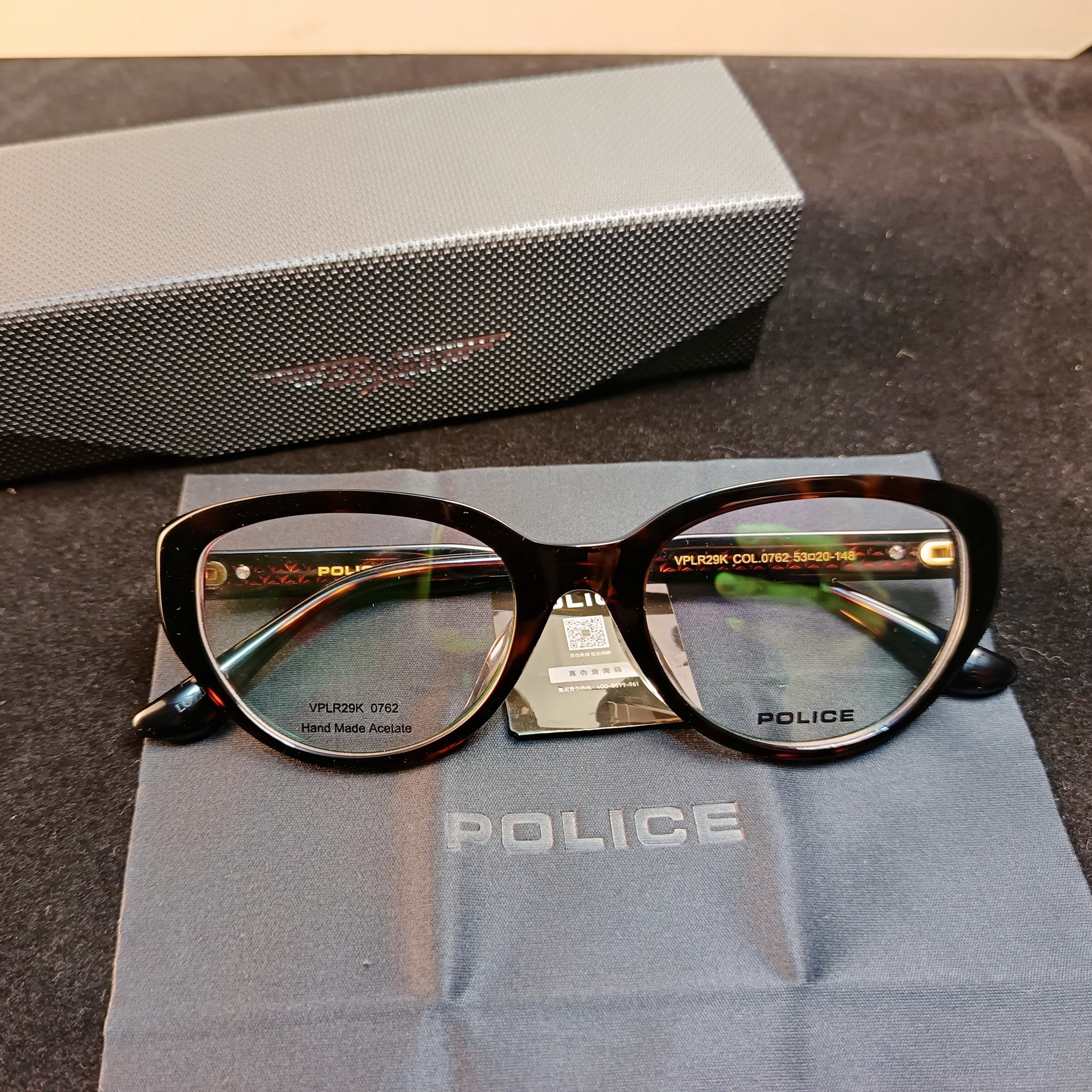 POLICE方圆脸猫眼近视眼镜框半框小圆框脸型素颜眼镜VPLR29K款