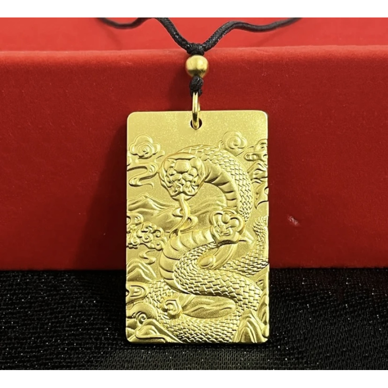 合金吊坠 【蛇牌吊坠】时尚百搭生肖吊坠实心男款古法金房牌项链