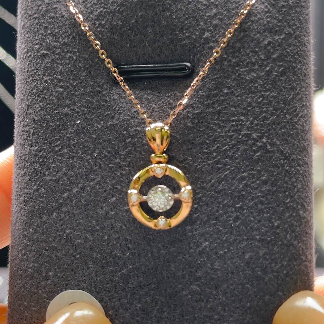 吊坠(不含链)钻石18K金镶嵌单吊坠 k玫