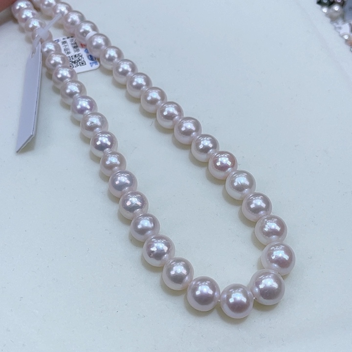 淡水珍珠9/10正圆镜面炫粉干净细腻银S925镶嵌