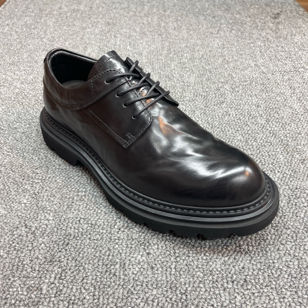 广州工作高品质休闲黑色牛皮男鞋6819-67英伦风百搭圆头皮鞋