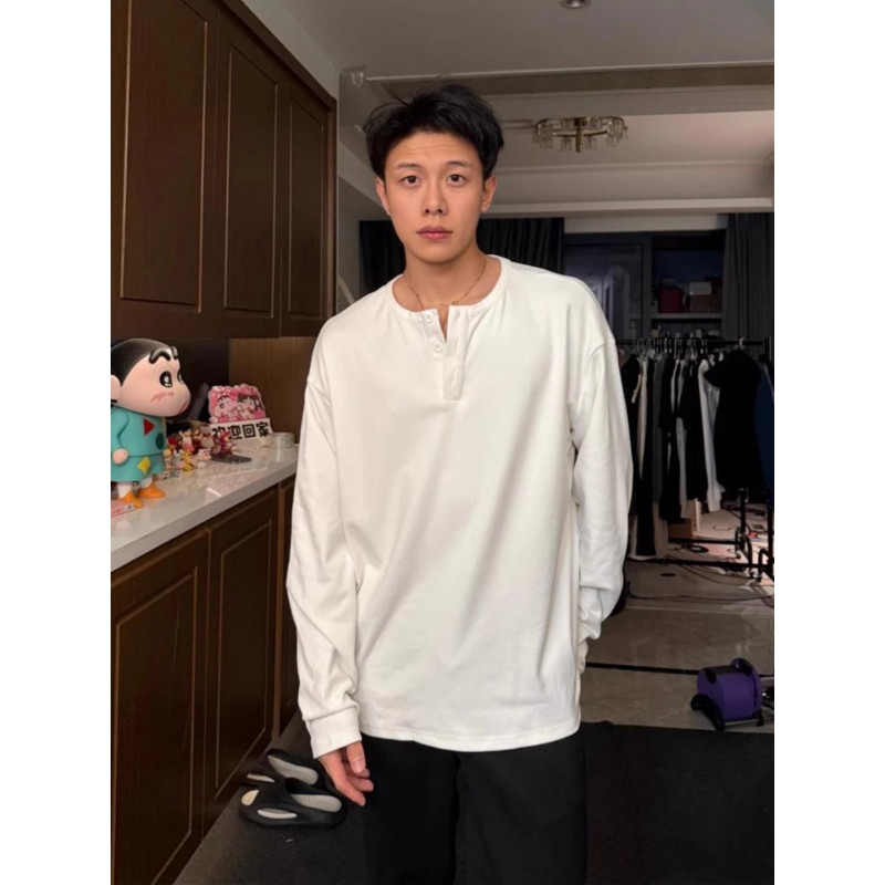 cleanfit亨利领德绒打底衫男内搭高级感美式长袖t恤痞帅加厚卫衣