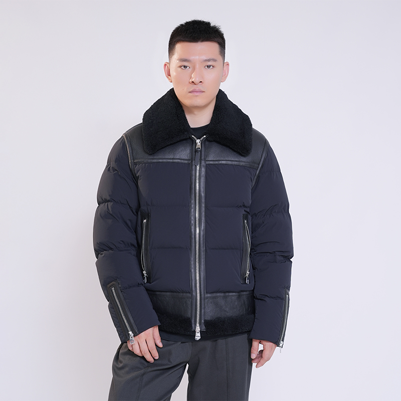邂逅 进口羊毛拼接男羽绒服高密面料90匈牙利白鹅绒保暖蓄热 4012
