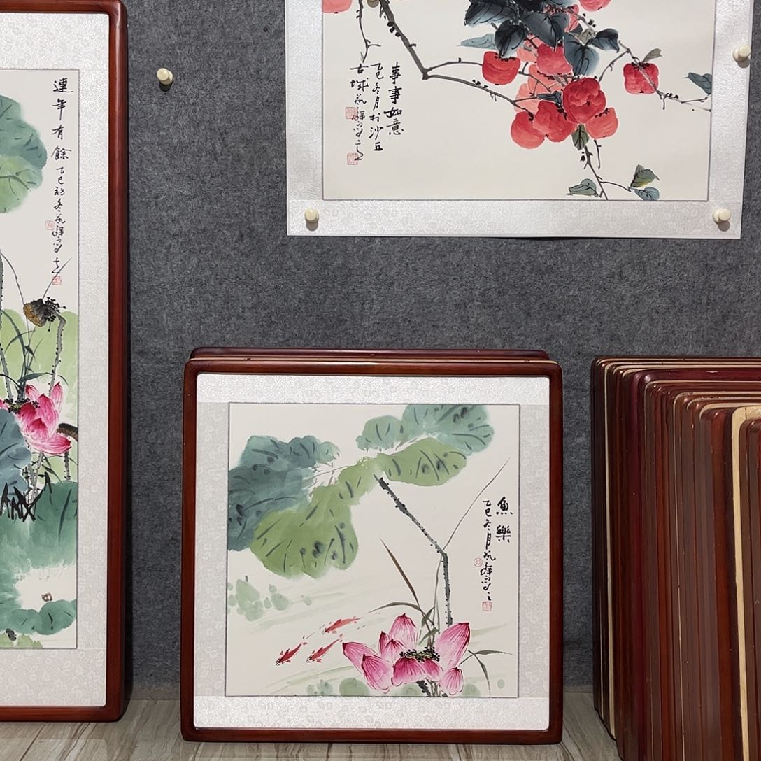 国画书画作品带框63×63