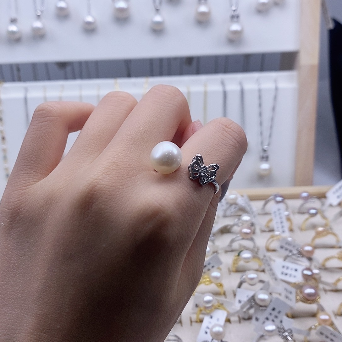 戒指银S925镶嵌淡水珍珠