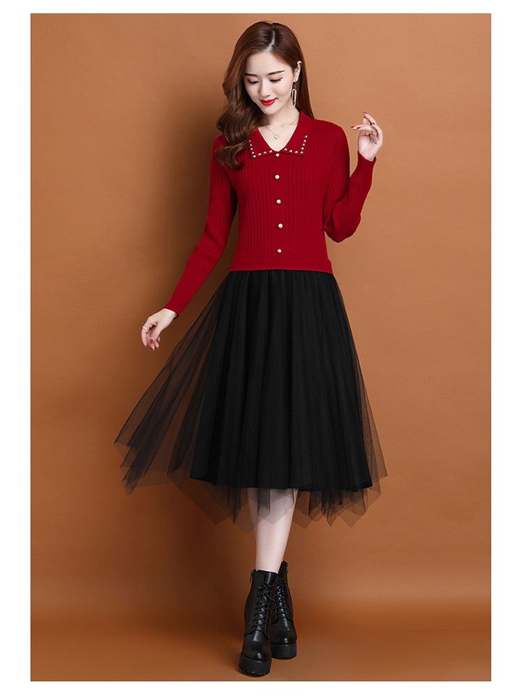 编号401-450韩版收腰针织连衣裙