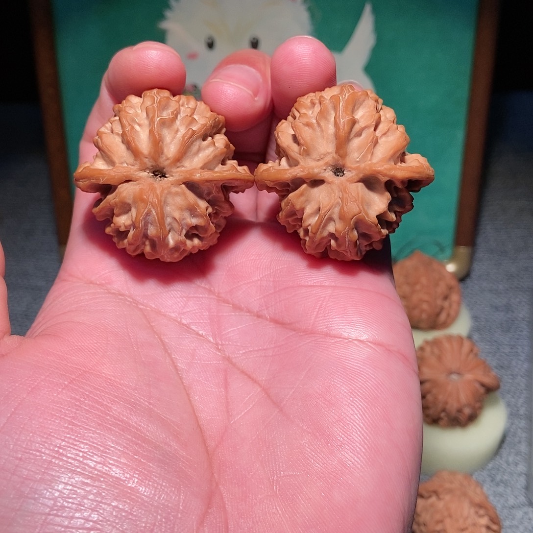 把件文玩核桃十字金钱底苹果园