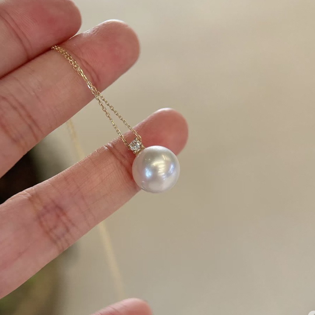 【毕业级大点位福利】13-14mm6A精选极光王妃吊坠正圆赛澳白珍珠