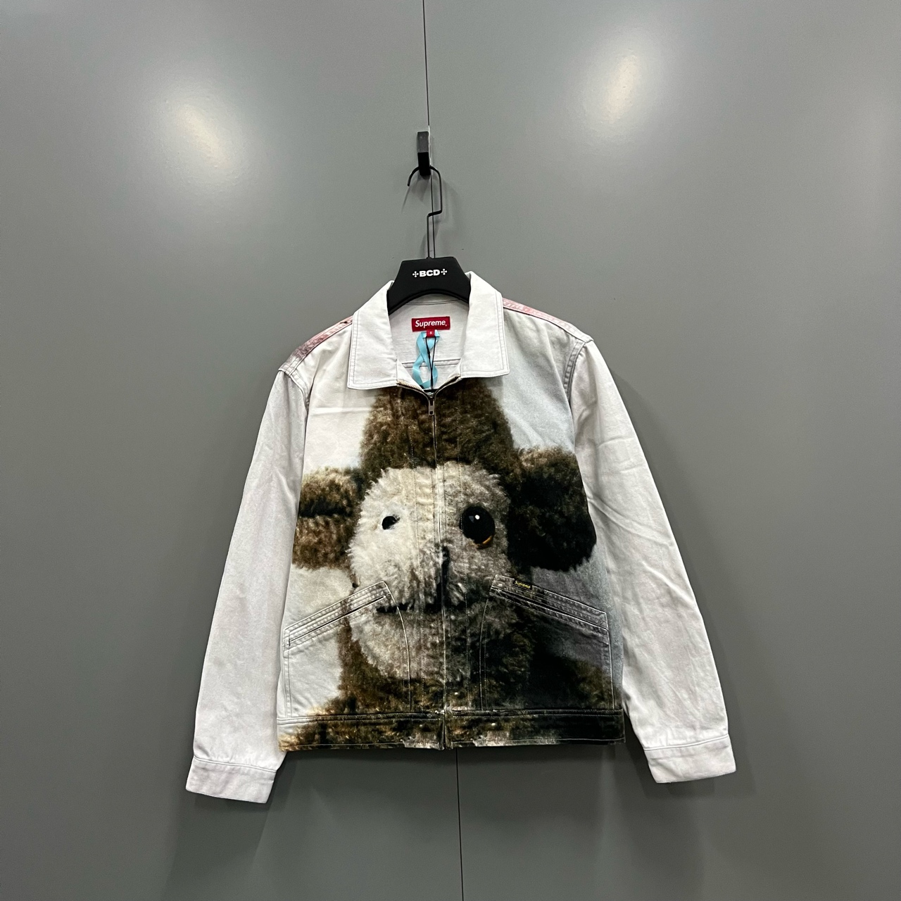 95新 Supreme （bb）202  玩偶熊印花牛仔夹克 S码