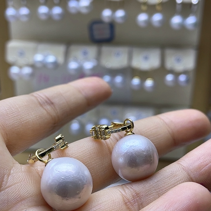 淡水珍珠耳饰银S925镶嵌