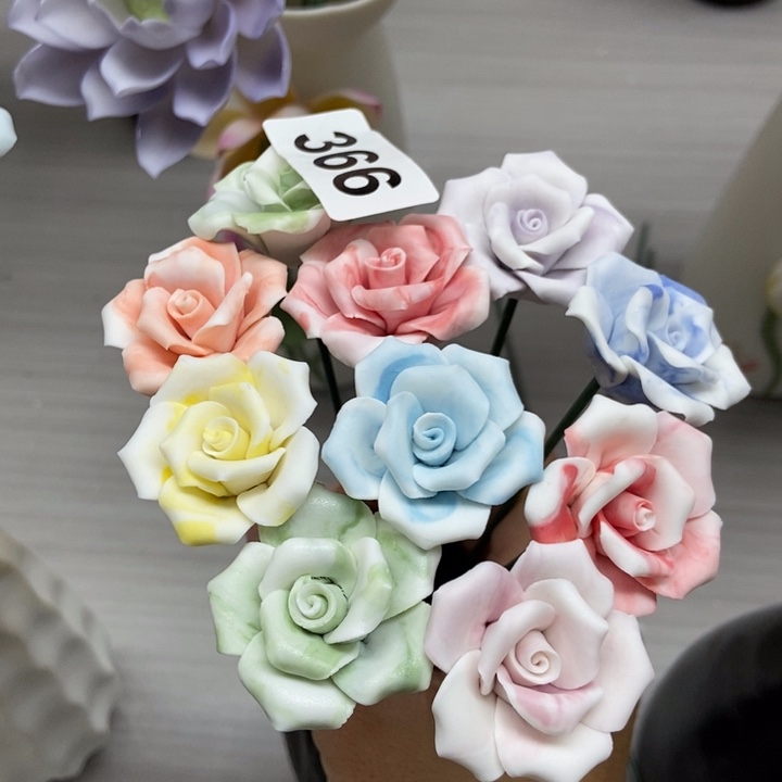 陶瓷手工制作陶瓷花10朵素烧