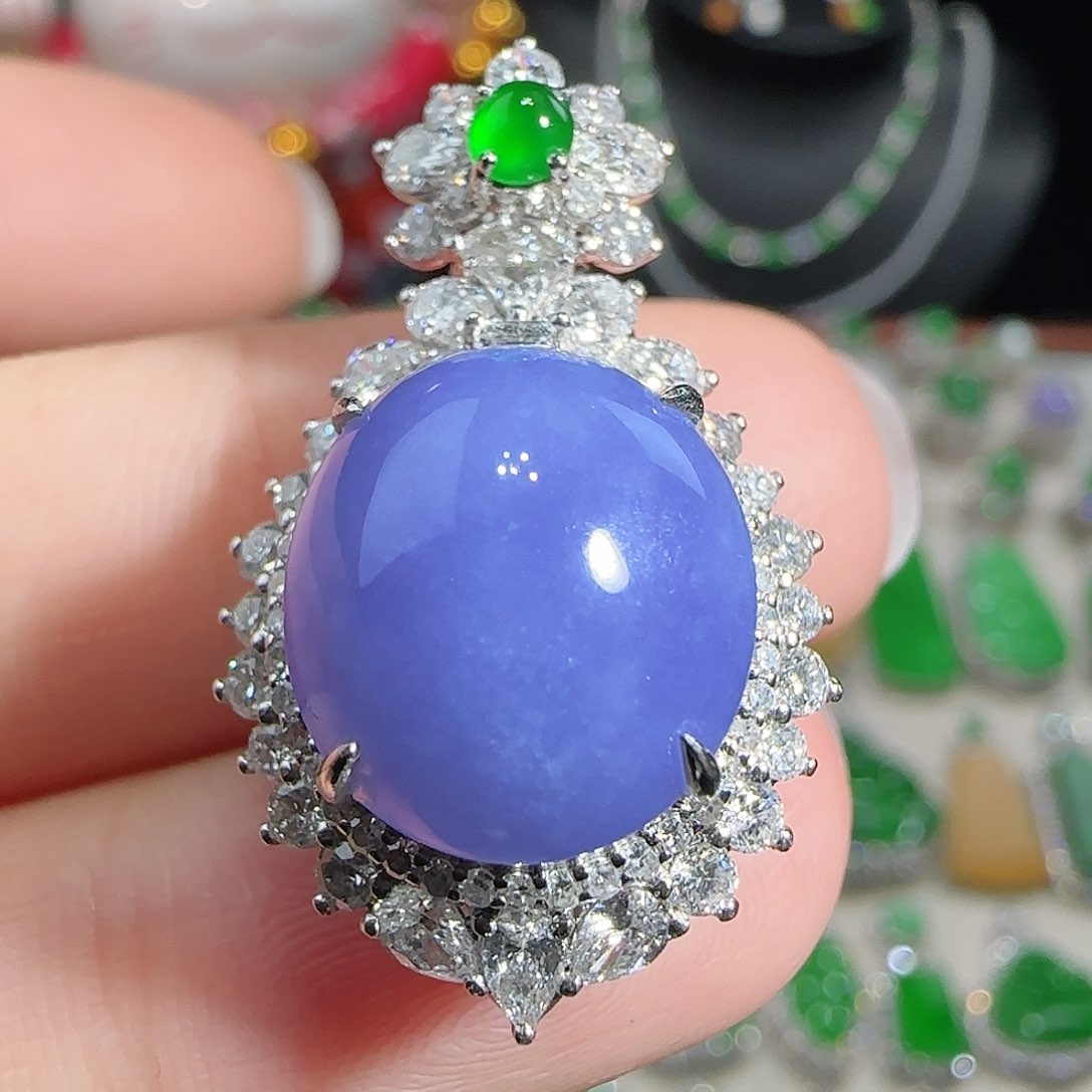 翡翠18K金镶嵌吊坠(不含链)