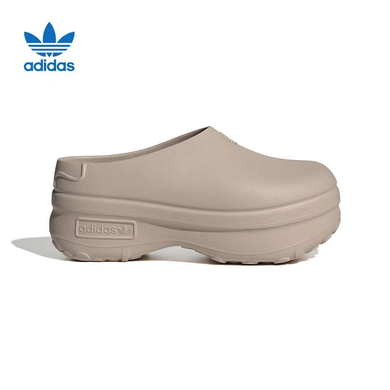 Adidas 舒适 百搭 厚底增高 包头运动拖鞋 女 沙色 IE7052