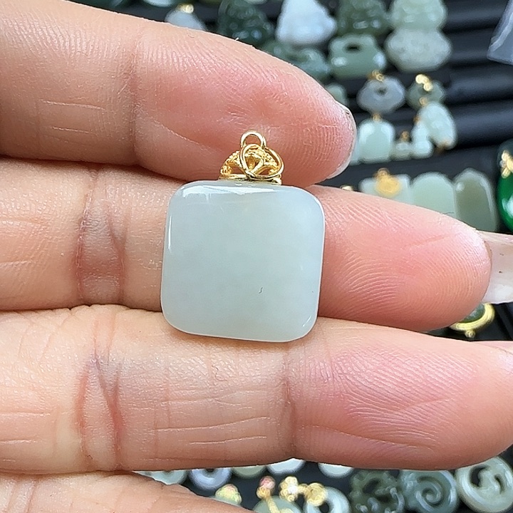 和田玉吊坠(不含链)银S925镶嵌