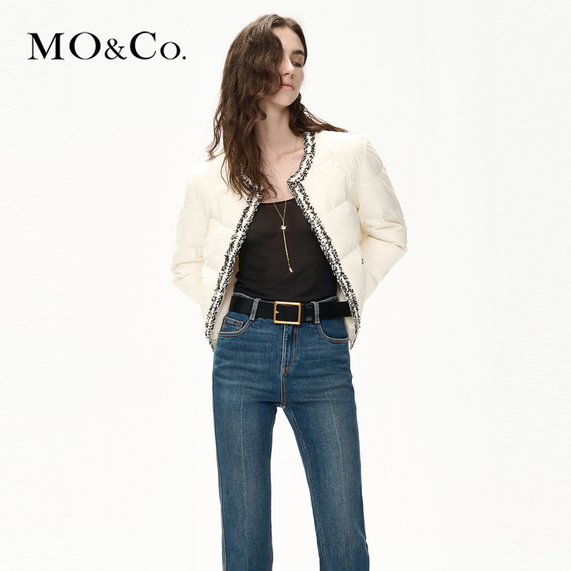 【赵老板专属】MOCO冬季粗花呢镶边短款羽绒服外套MBC4EIN021
