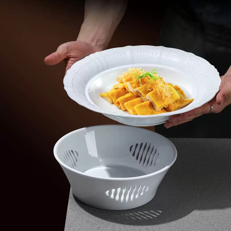 至上：明炉大号陶瓷商用白瓷热菜盘中式高端创意加热餐具酒店会所