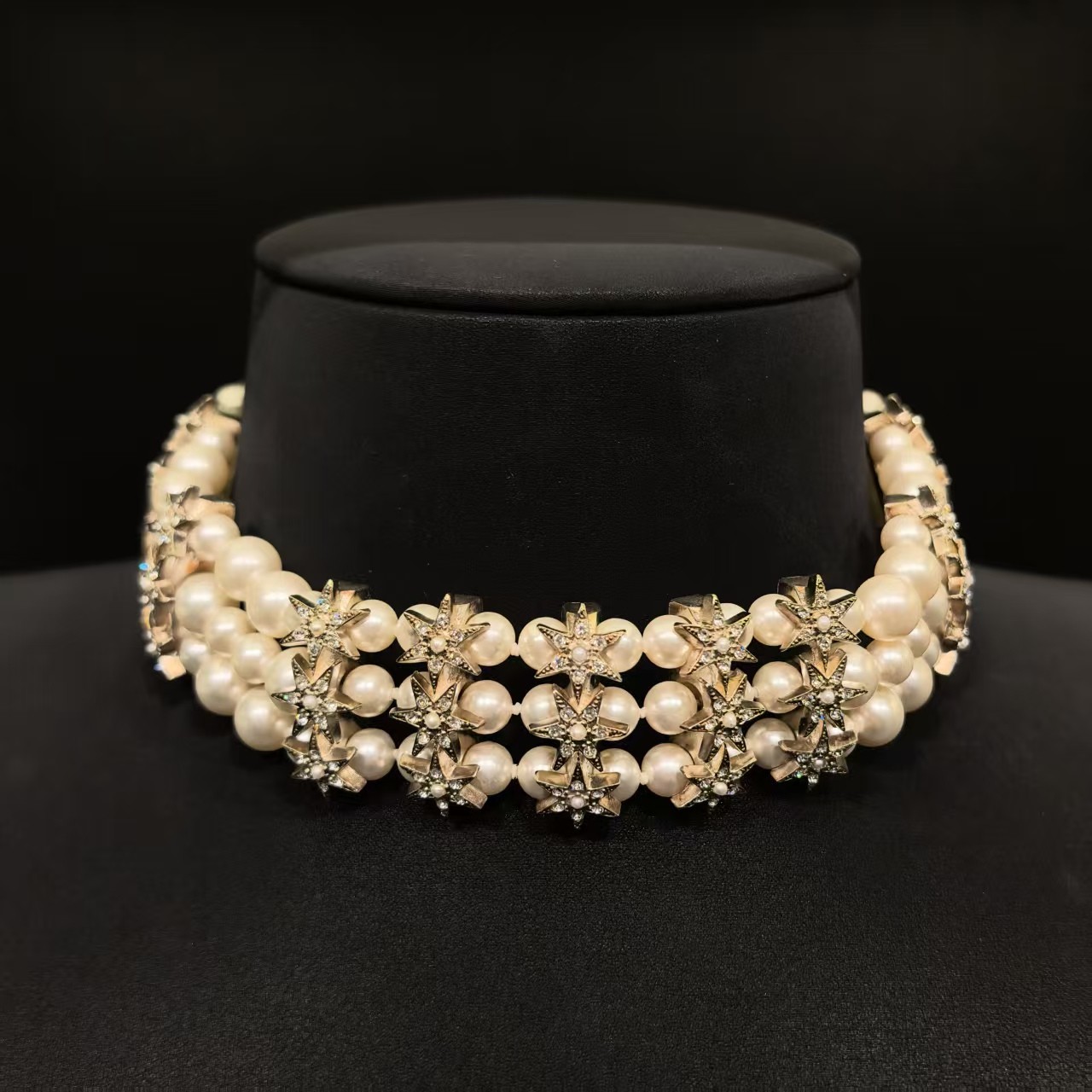 95新 Chanel/香奈儿 中古星星三层珍珠项链/MJ53156