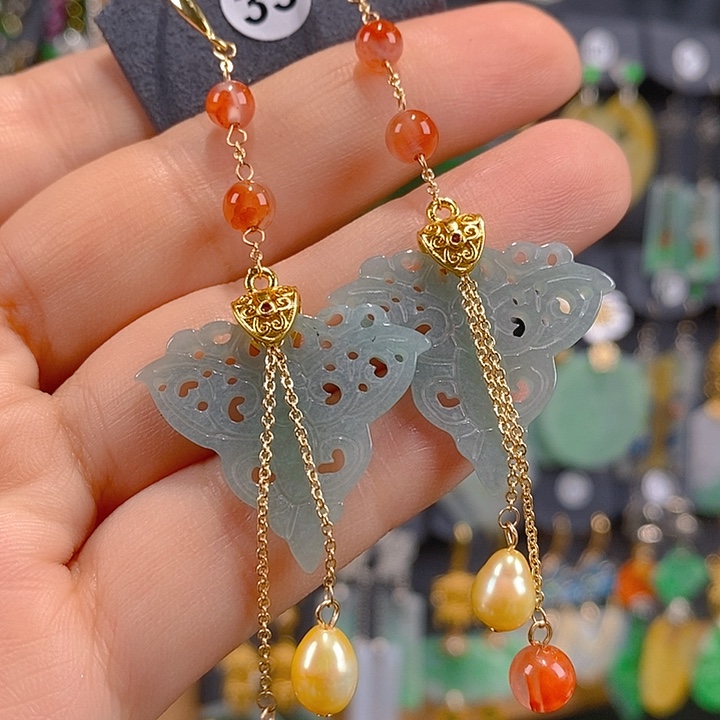 翡翠未镶嵌耳饰翡翠