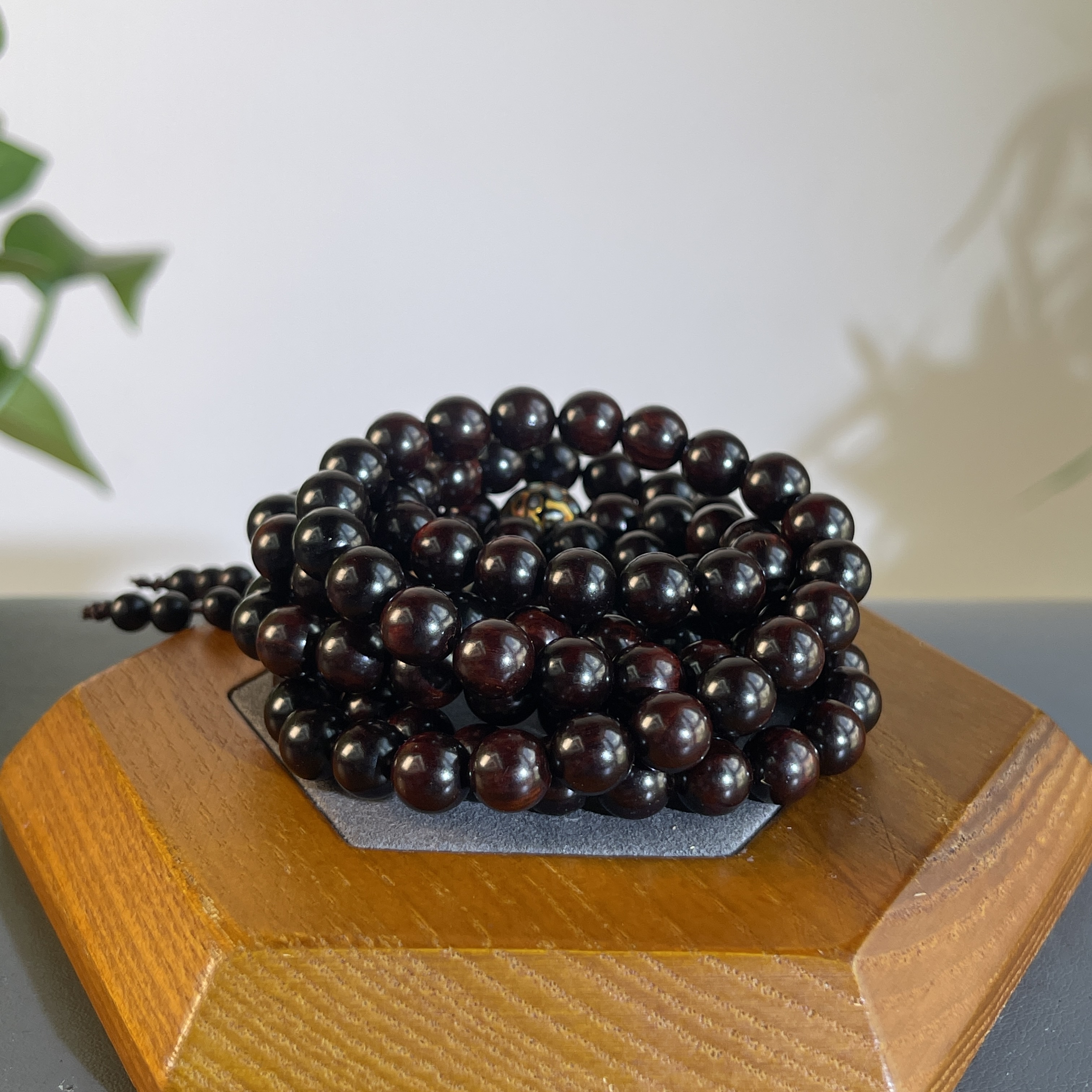 ZYCX-298 印度小叶紫檀配大漆0.8 约：108颗*8mm