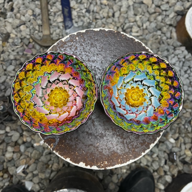 （闪购商品）七彩花开富贵莲花（对杯） 茶杯主人杯传统手工制作