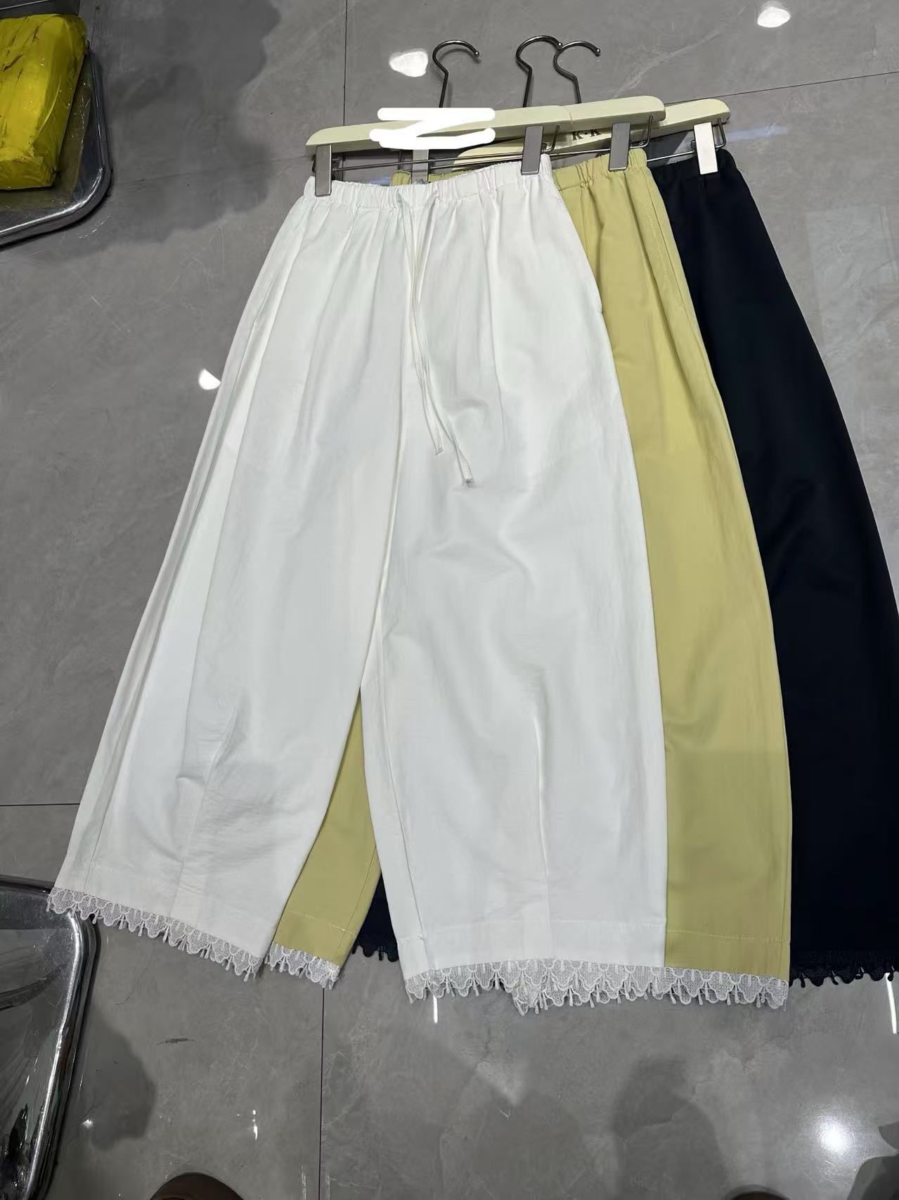 《鞋爱》290可可家睫毛裤夏季新款宽松休闲百搭蕾丝直筒裤