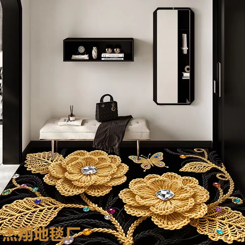 5D设计奢华毛线风锦夕大门口浴室卫生间床边吸水垫硅藻泥底垫地毯