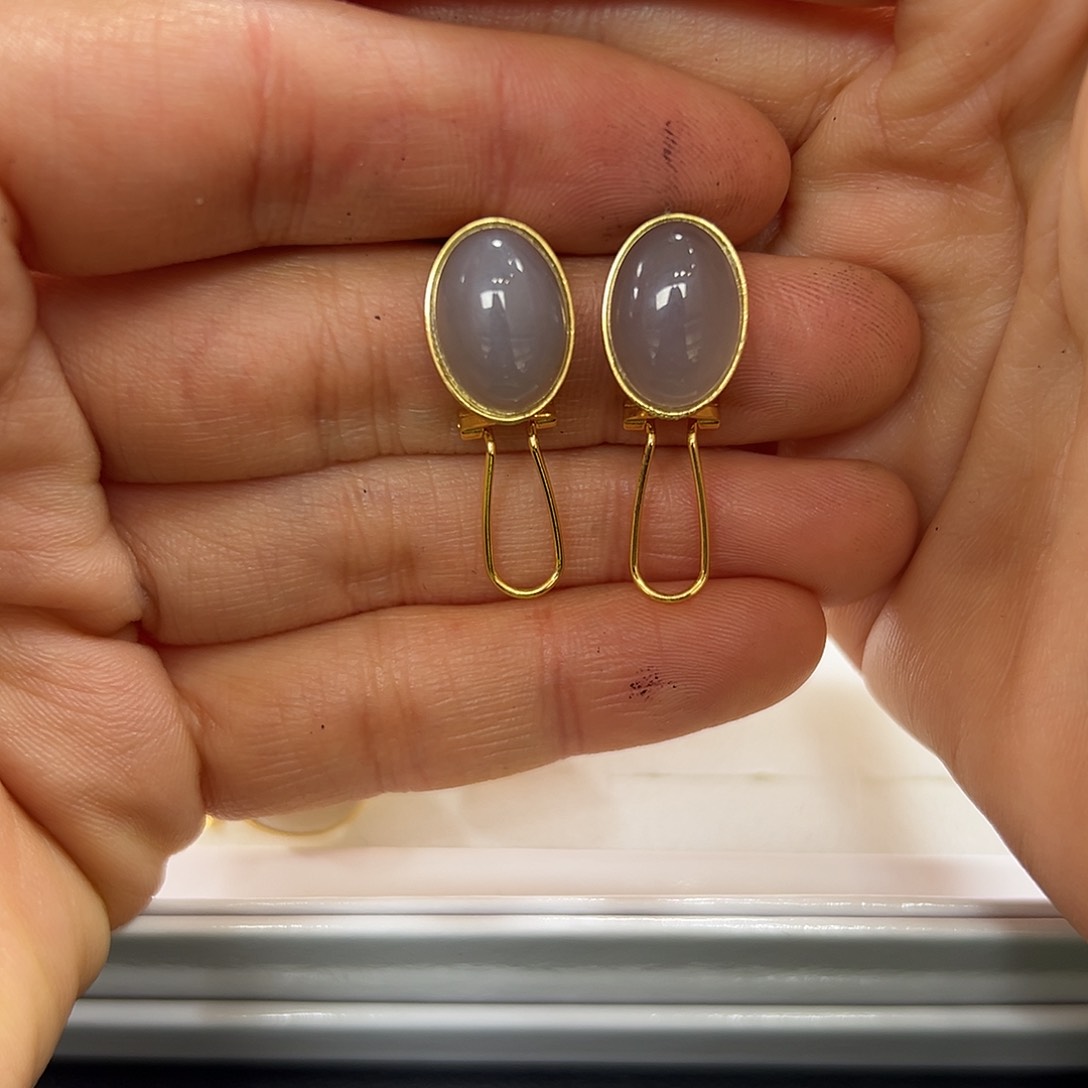 和田玉耳饰银S925镶嵌身***友